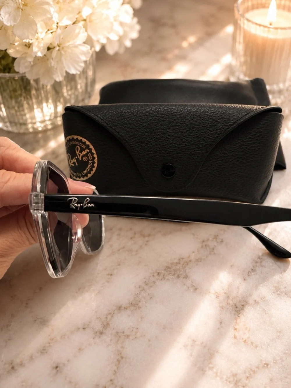 Ray-Ban Clear Gray Gradient Square Sunglasses w/ Case